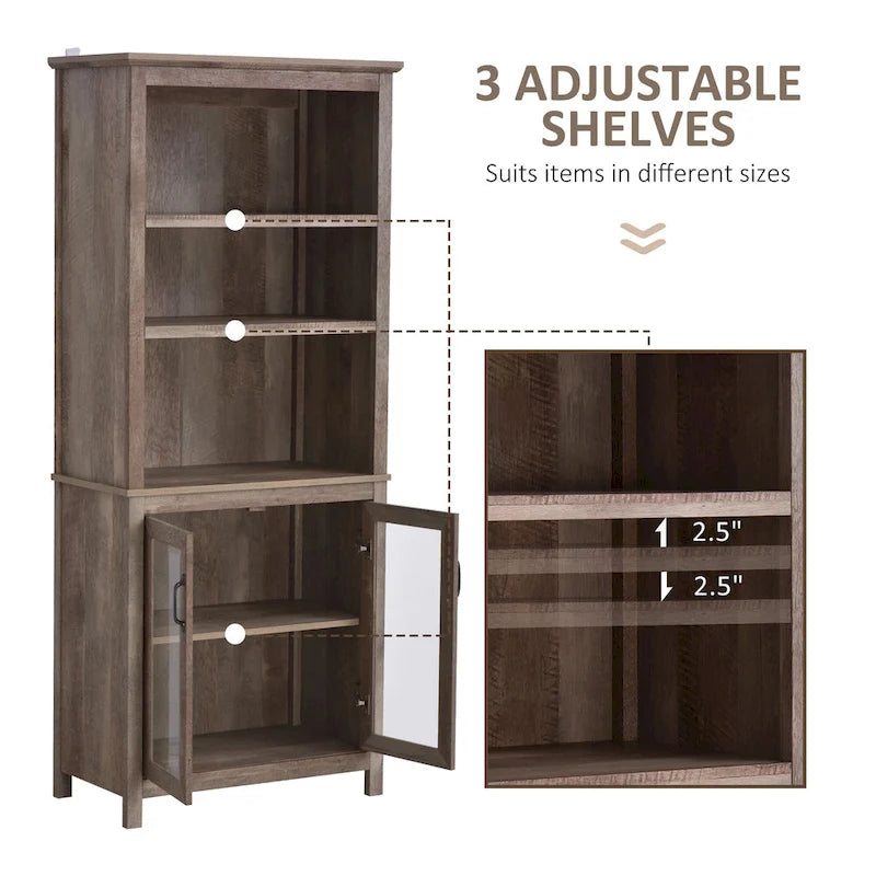 Multifunctional Storage Cabinet Bookcase with Adjustable Shelves