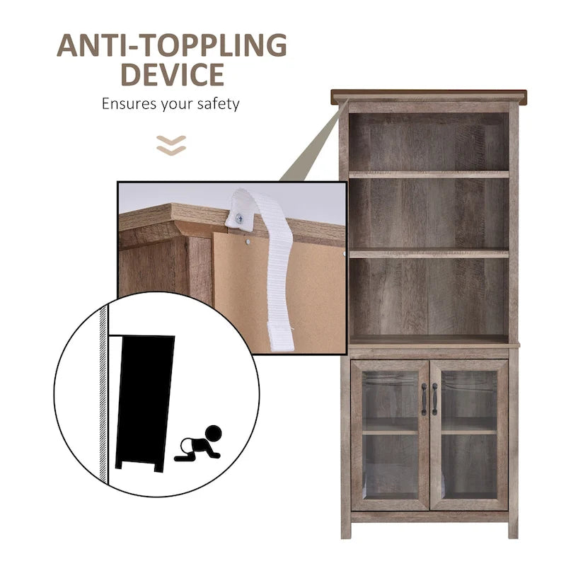 Multifunctional Storage Cabinet Bookcase with Adjustable Shelves