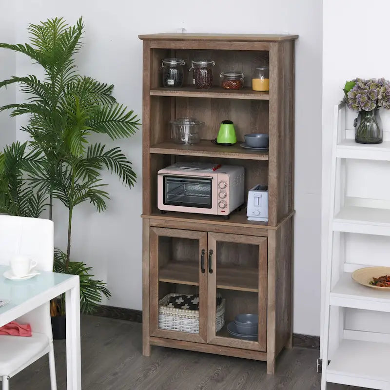 Multifunctional Storage Cabinet Bookcase with Adjustable Shelves