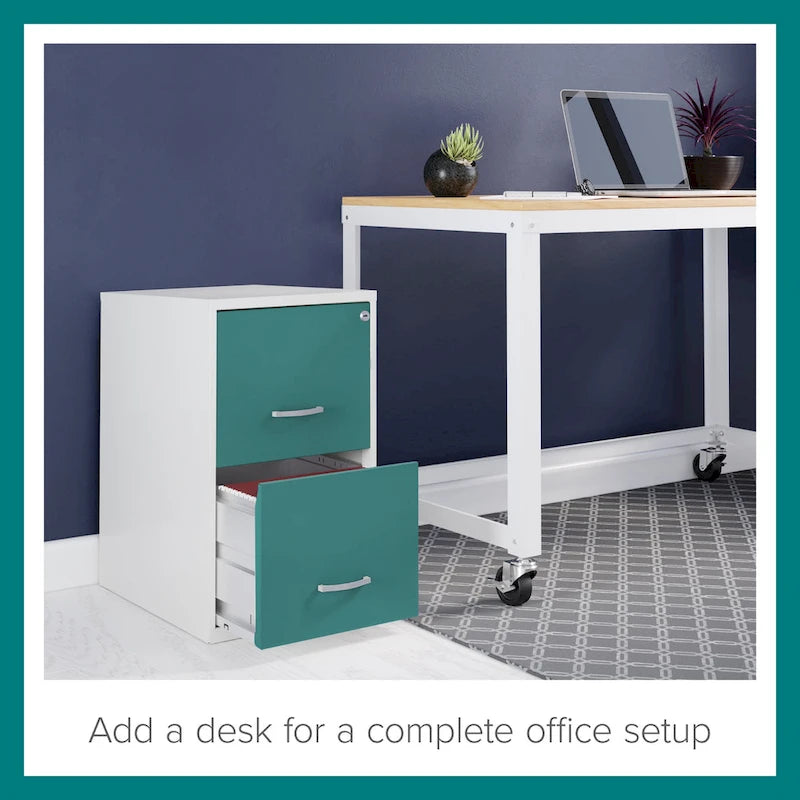 18in. 2 Drawer Metal File Cabinet, Alpine White