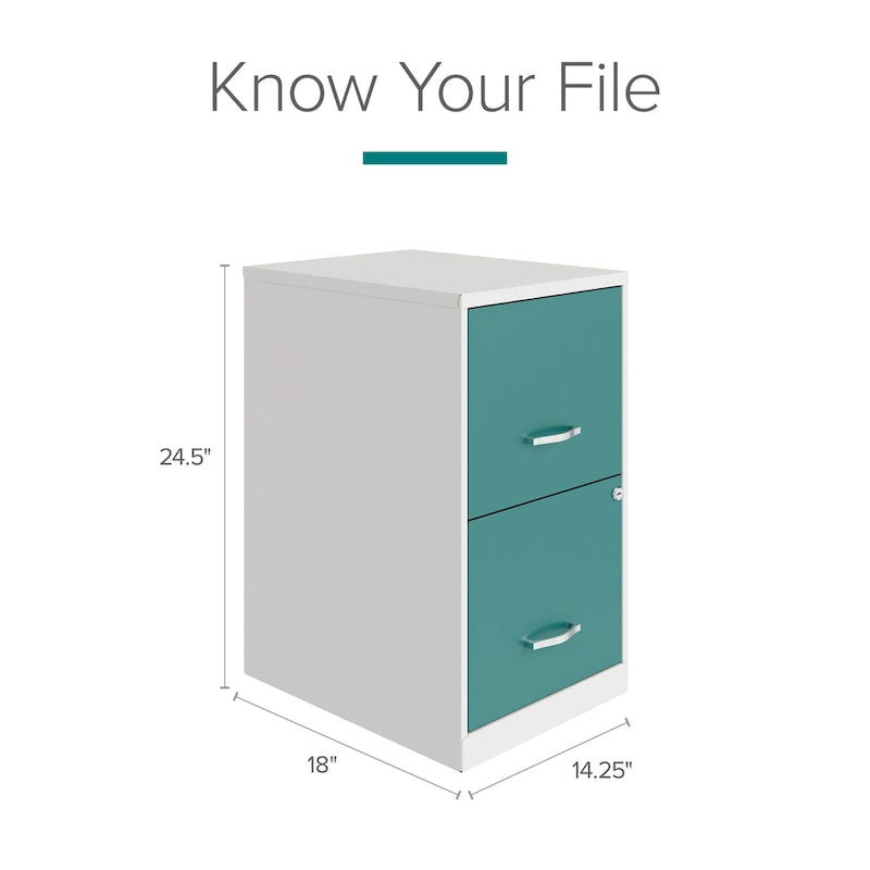 18in. 2 Drawer Metal File Cabinet, Alpine White