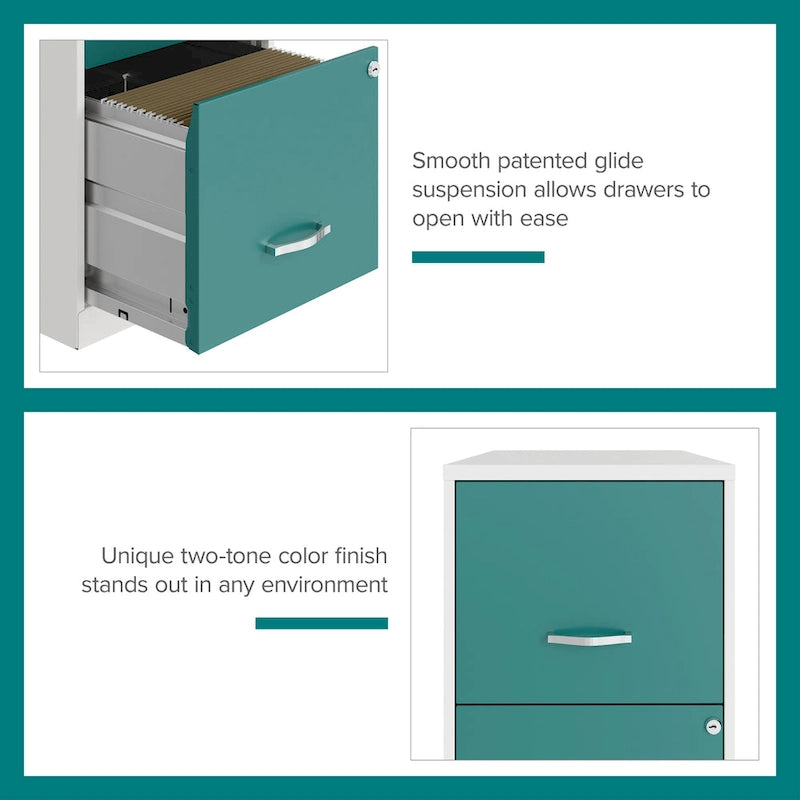 18in. 2 Drawer Metal File Cabinet, Alpine White