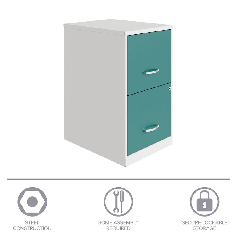 18in. 2 Drawer Metal File Cabinet, Alpine White