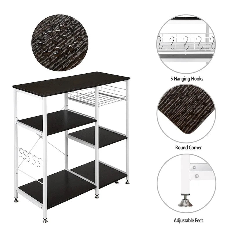 3-Tier Kitchen Baker's Rack Microwave Stand with Storage Shelf