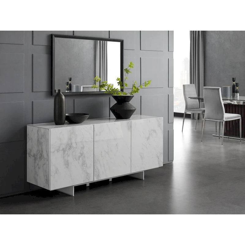 Buffet Server in White Marbled Ceramic