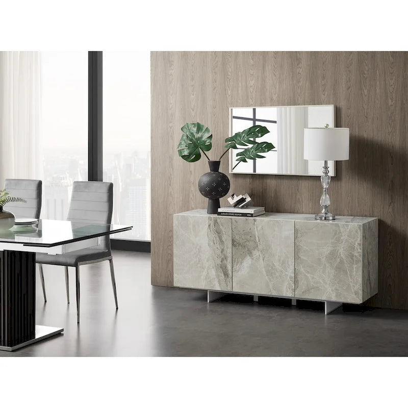 Buffet Server in White Marbled Ceramic