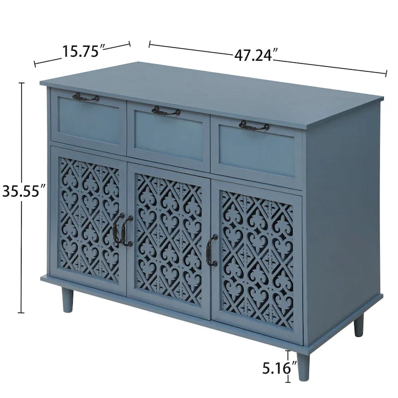 3 Door 3 Drawer Storage Cabinet for Living Room