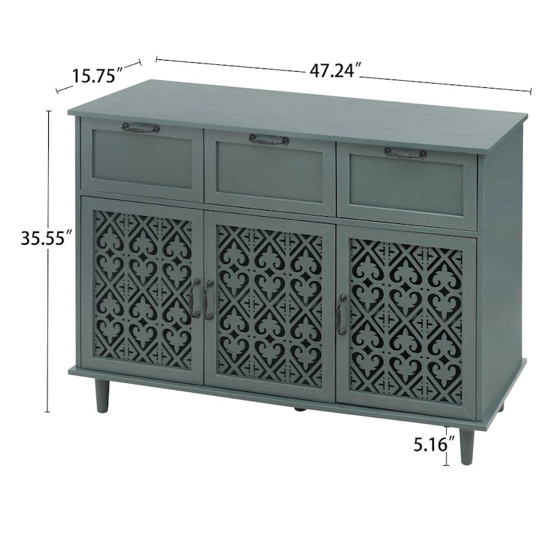 3 Door 3 Drawer Storage Cabinet for Living Room