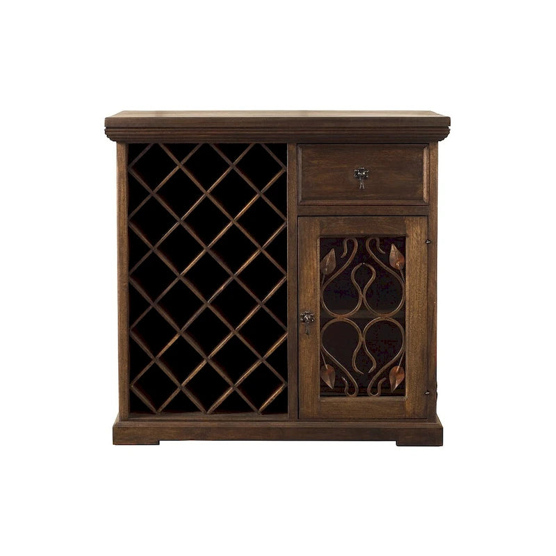Handmade Reclaimed Barn Wood & Forged Iron Wine Floor Cabinet - 40" Height