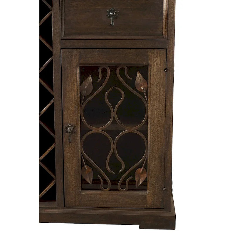 Handmade Reclaimed Barn Wood & Forged Iron Wine Floor Cabinet - 40" Height