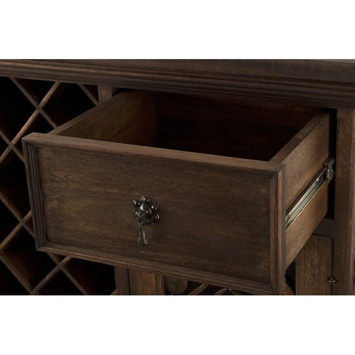 Handmade Reclaimed Barn Wood & Forged Iron Wine Floor Cabinet - 40" Height