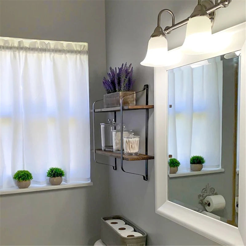 Dual Layer Rustic Floating Wall Shelf
