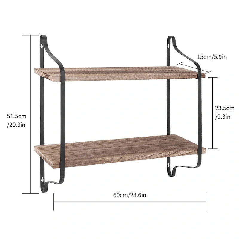 Dual Layer Rustic Floating Wall Shelf