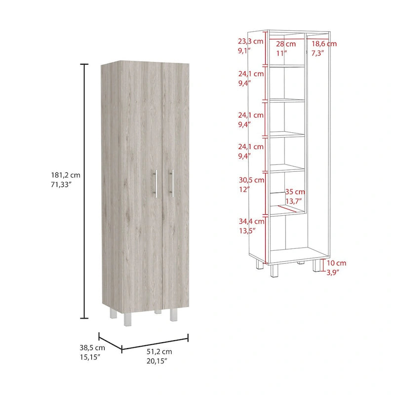Double Door Cleaning Cabinet with Four Legs and Five Shelves