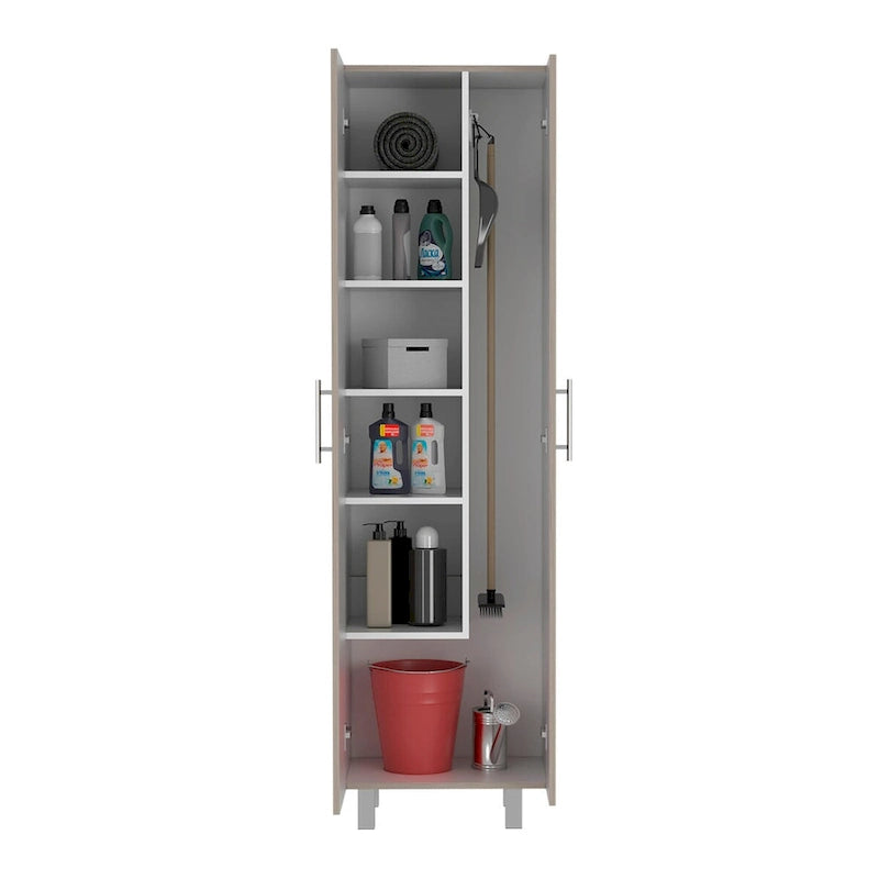 Double Door Cleaning Cabinet with Four Legs and Five Shelves