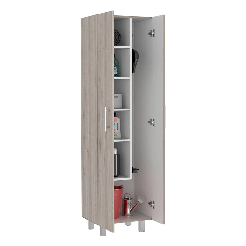 Double Door Cleaning Cabinet with Four Legs and Five Shelves