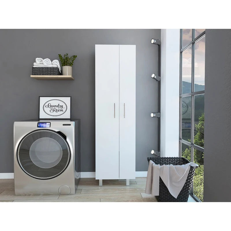 Double Door Cleaning Cabinet with Four Legs and Five Shelves