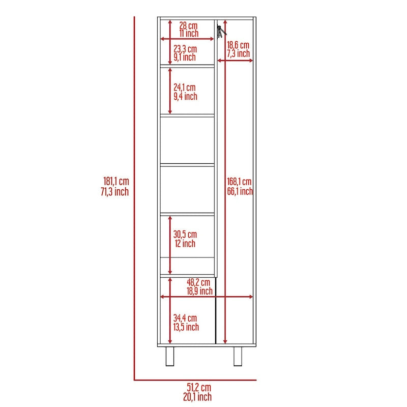 Double Door Cleaning Cabinet with Four Legs and Five Shelves