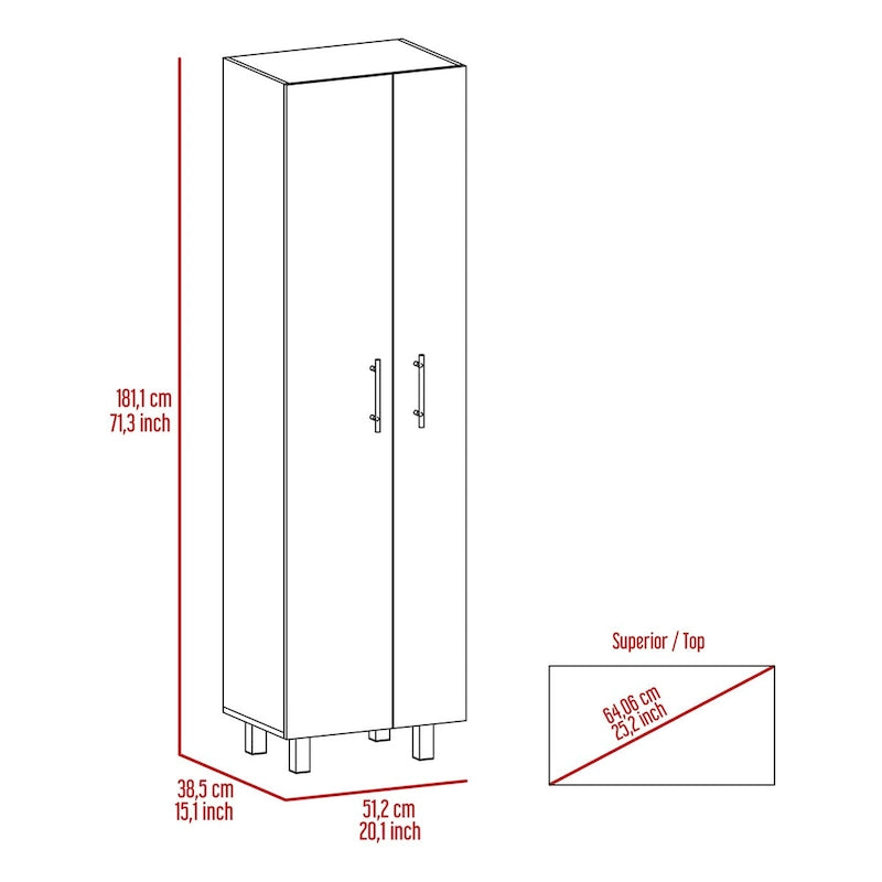 Double Door Cleaning Cabinet with Four Legs and Five Shelves