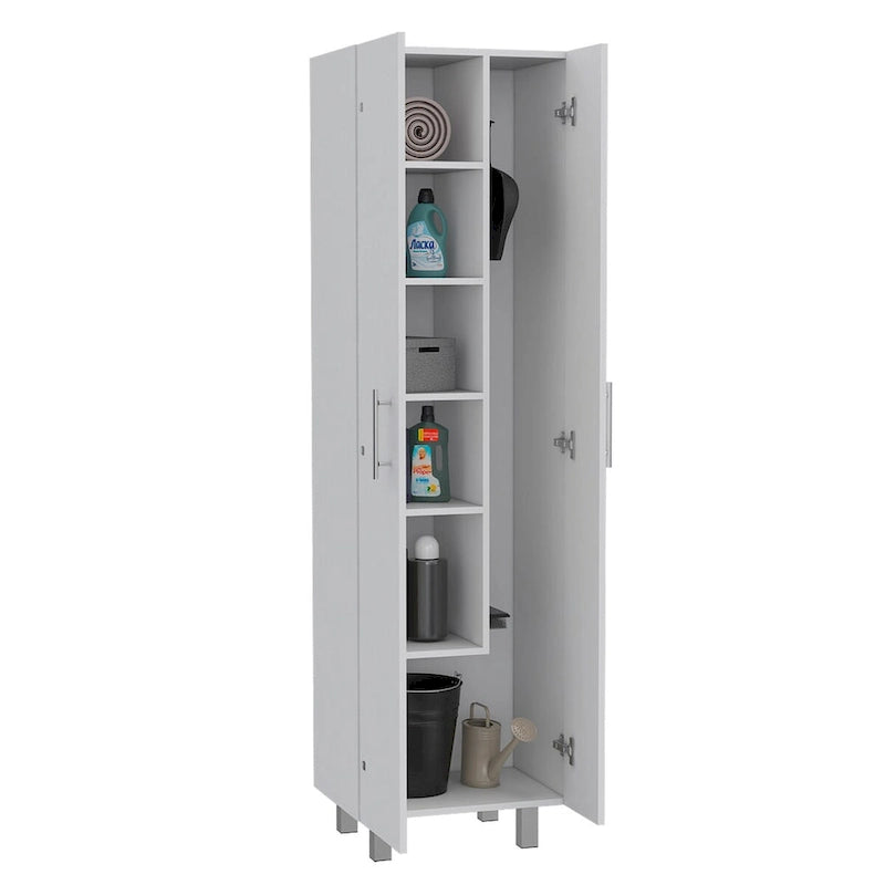 Double Door Cleaning Cabinet with Four Legs and Five Shelves