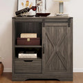 Farmhouse Coffee Bar Cabinet with Sliding Barn Doors