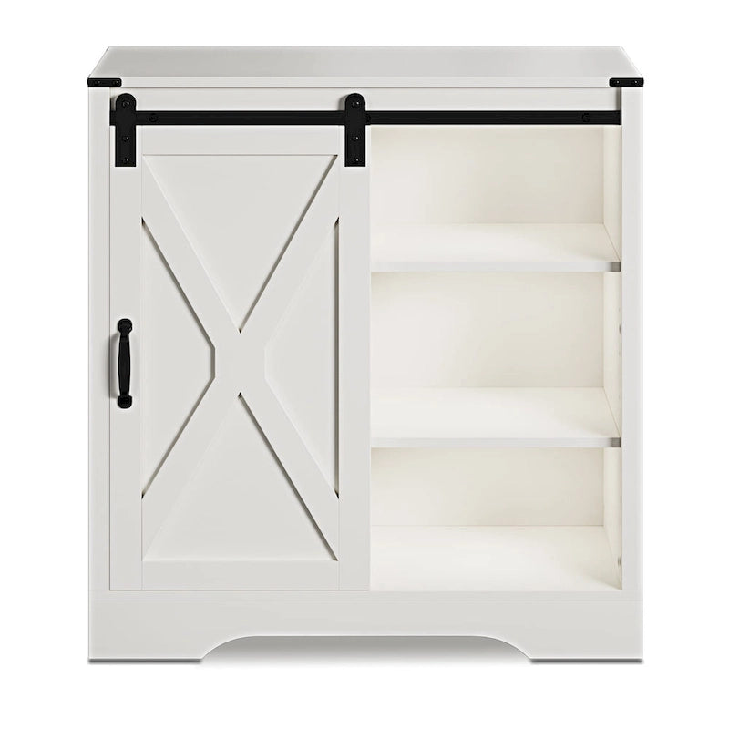 Farmhouse Coffee Bar Cabinet with Sliding Barn Doors