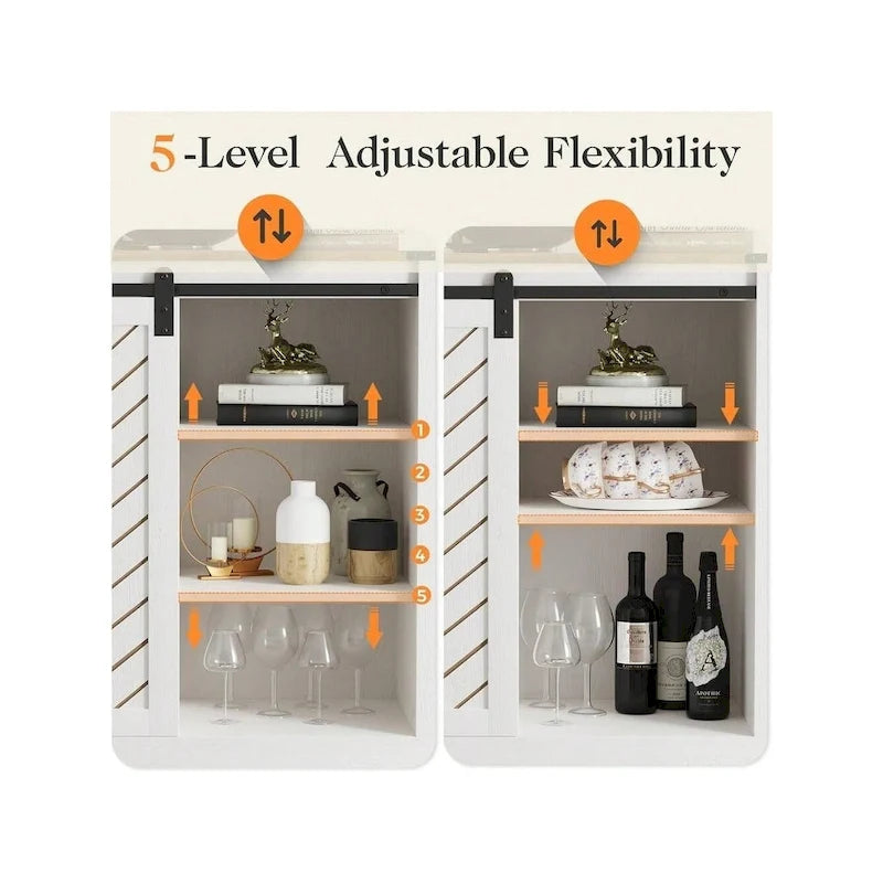 Farmhouse Coffee Bar Cabinet with Sliding Barn Doors