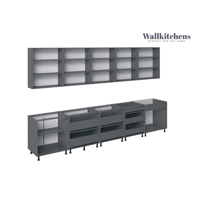 Kitchen Cabinet Set White Gloss 13Ft Wide - 153x24