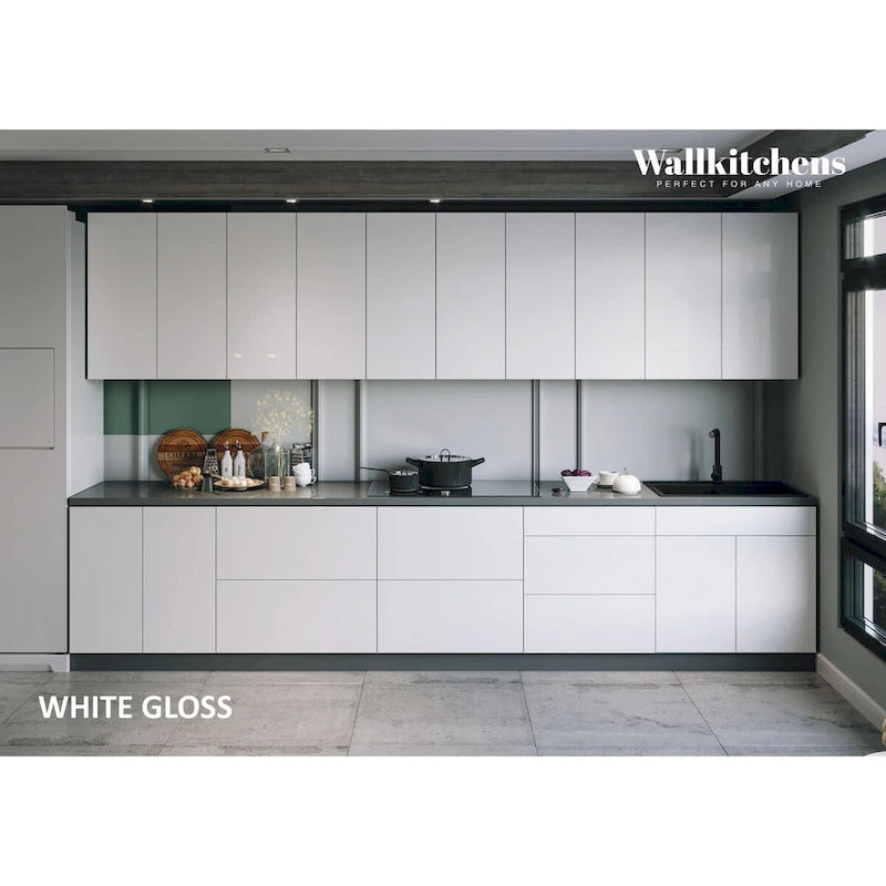 Kitchen Cabinet Set White Gloss 13Ft Wide - 153x24