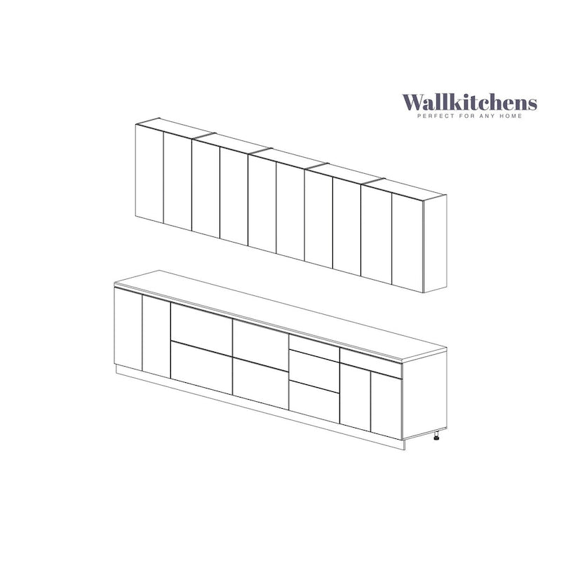 Kitchen Cabinet Set White Gloss 13Ft Wide - 153x24