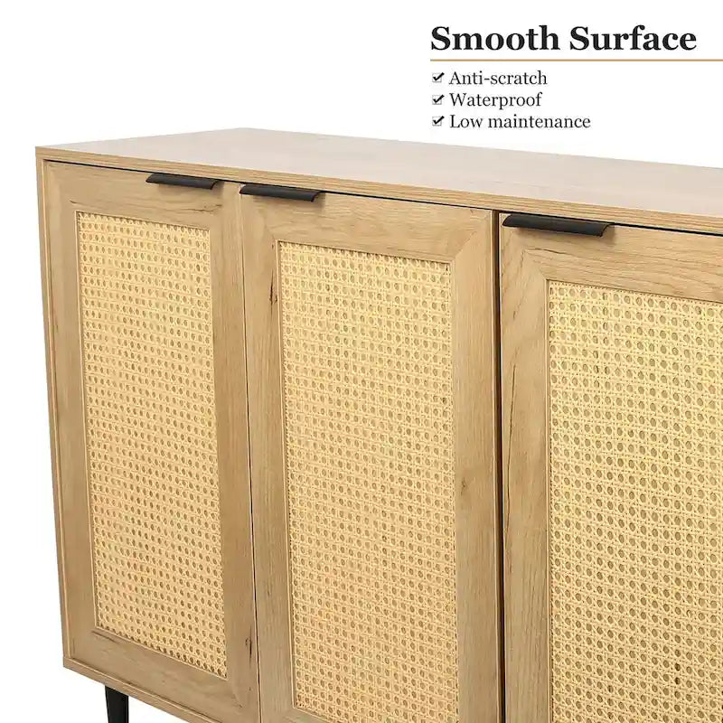 47.24" Wide Kitchen Storage Cabinet with Rattan Doors
