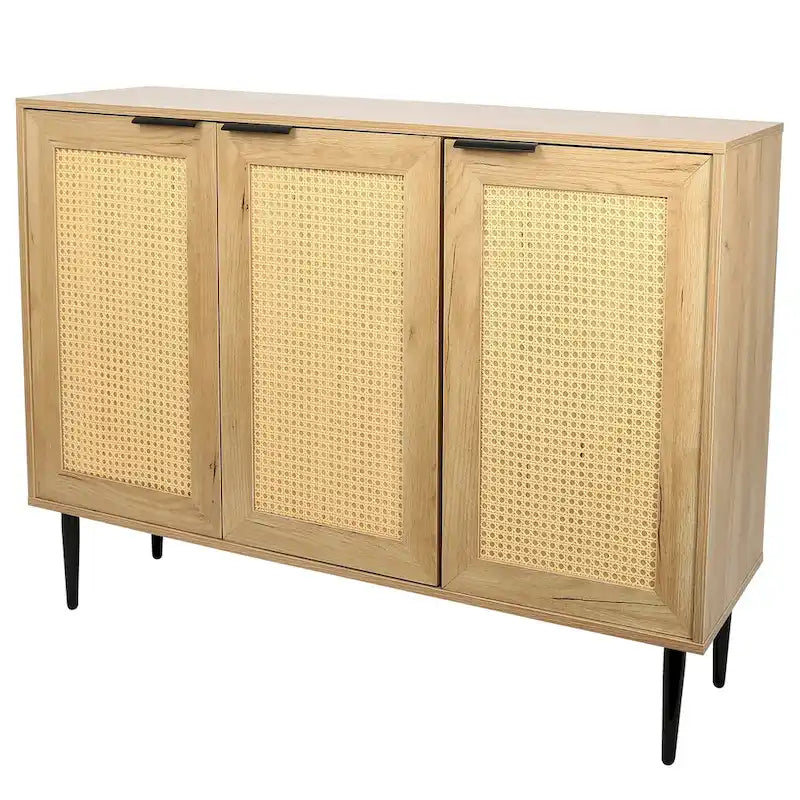 47.24" Wide Kitchen Storage Cabinet with Rattan Doors