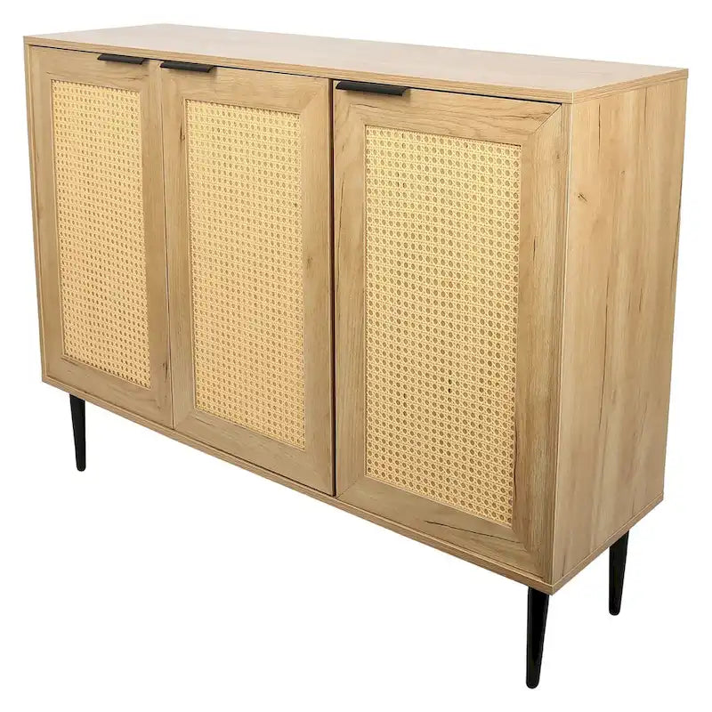 47.24" Wide Kitchen Storage Cabinet with Rattan Doors