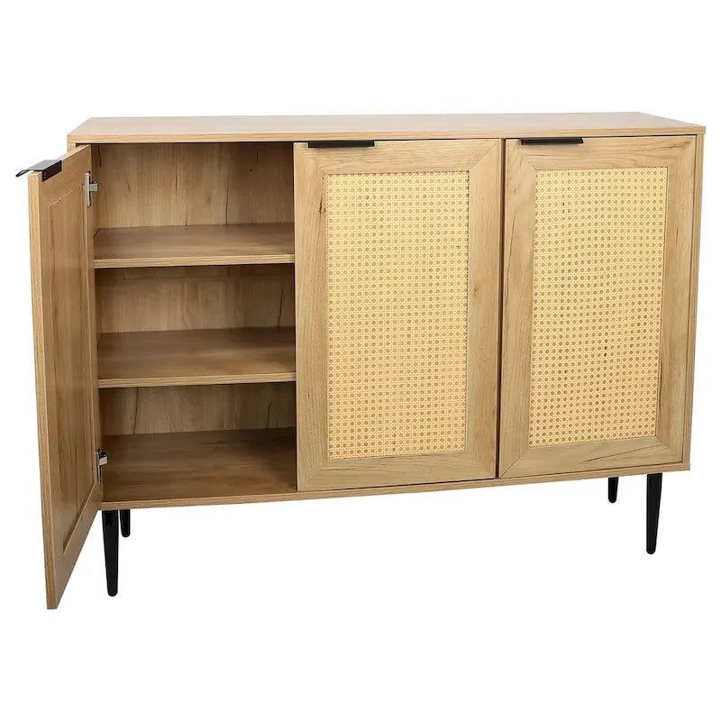 47.24" Wide Kitchen Storage Cabinet with Rattan Doors