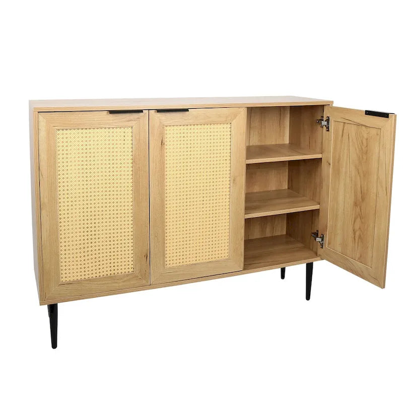 47.24" Wide Kitchen Storage Cabinet with Rattan Doors