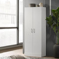 60" Tall White Double Door Storage Cabinet with 4-Tier Shelves