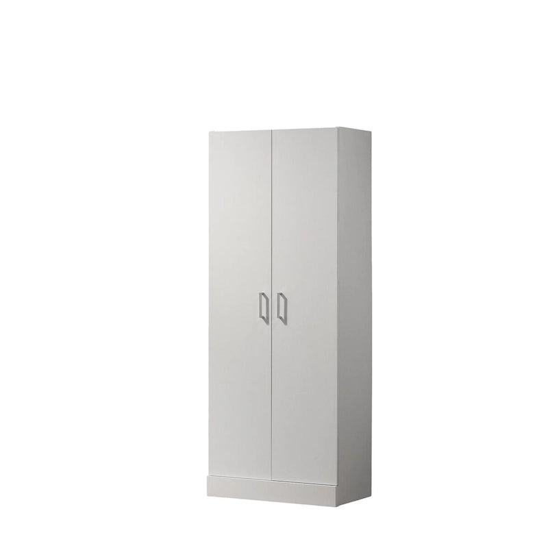 60" Tall White Double Door Storage Cabinet with 4-Tier Shelves