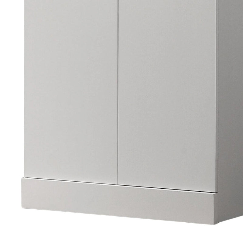 60" Tall White Double Door Storage Cabinet with 4-Tier Shelves
