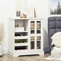 Modern Buffet Cabinet, Kitchen Sideboard with Wine Racks, Sliding Glass Door, Storage Shelves for Living Room