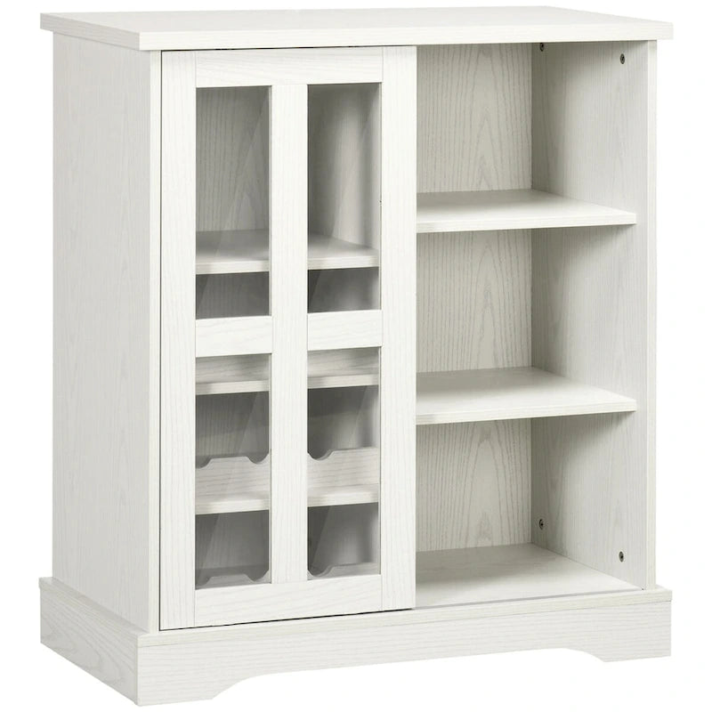 Modern Buffet Cabinet, Kitchen Sideboard with Wine Racks, Sliding Glass Door, Storage Shelves for Living Room
