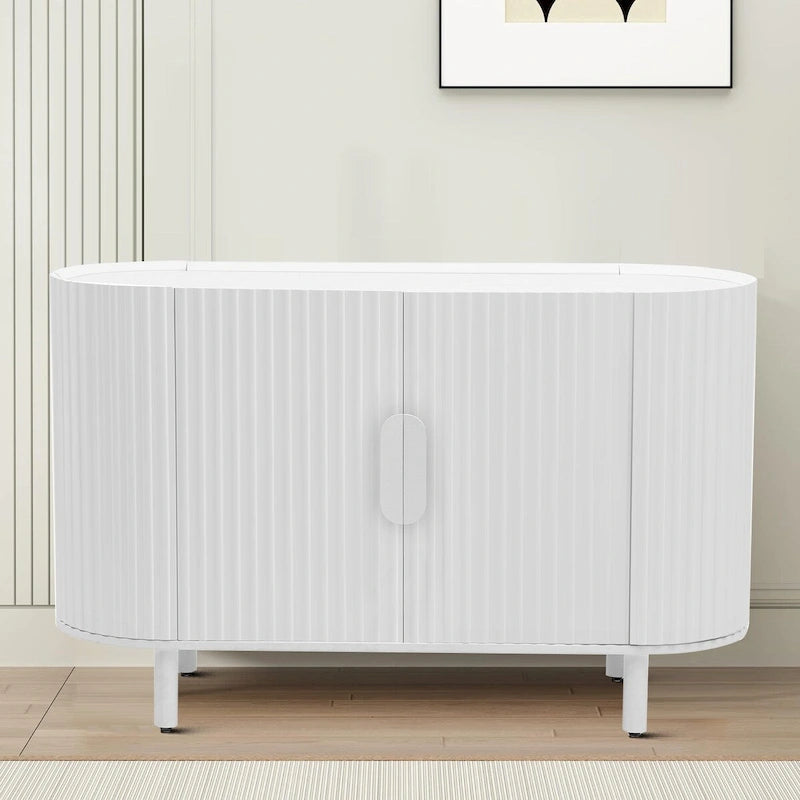 Wooden Sideboard with Vertical Stripe Cabinet Doors
