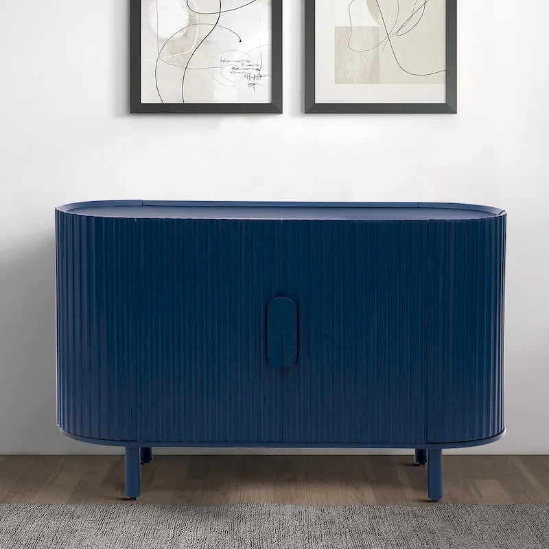 Wooden Sideboard with Vertical Stripe Cabinet Doors