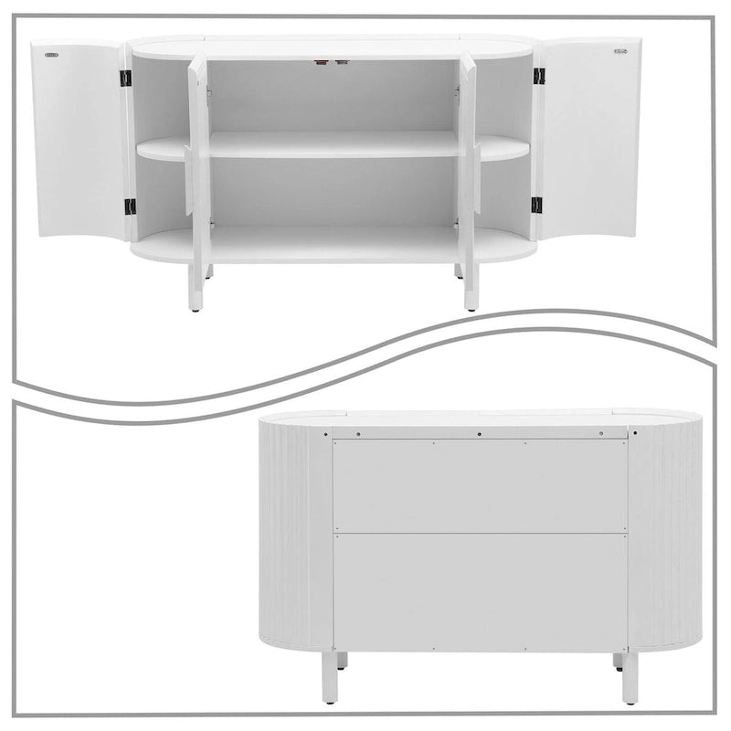 Wooden Sideboard with Vertical Stripe Cabinet Doors