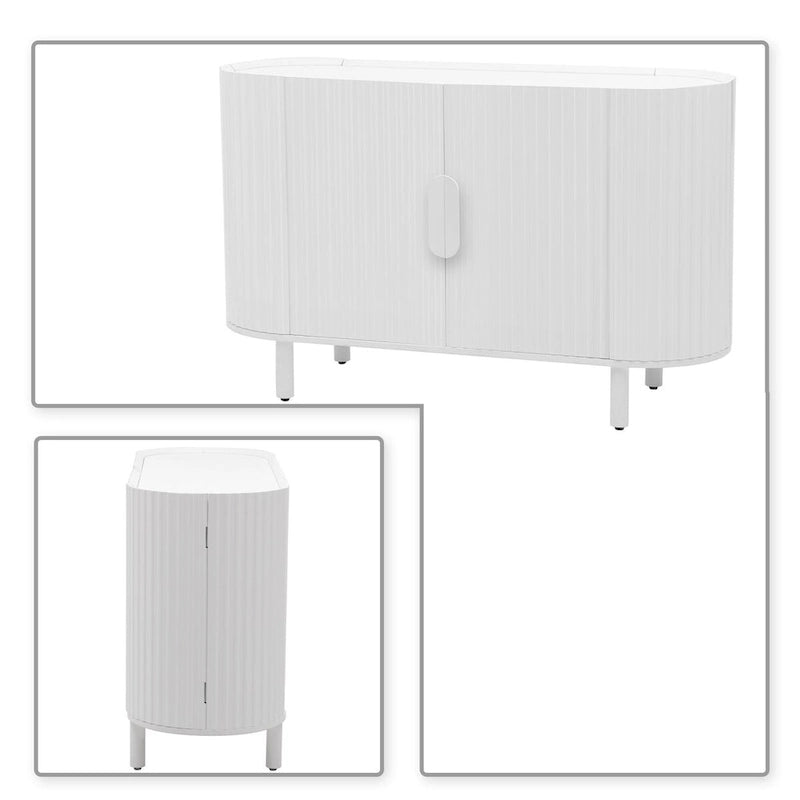 Wooden Sideboard with Vertical Stripe Cabinet Doors