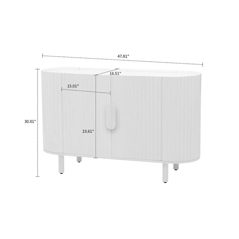 Wooden Sideboard with Vertical Stripe Cabinet Doors