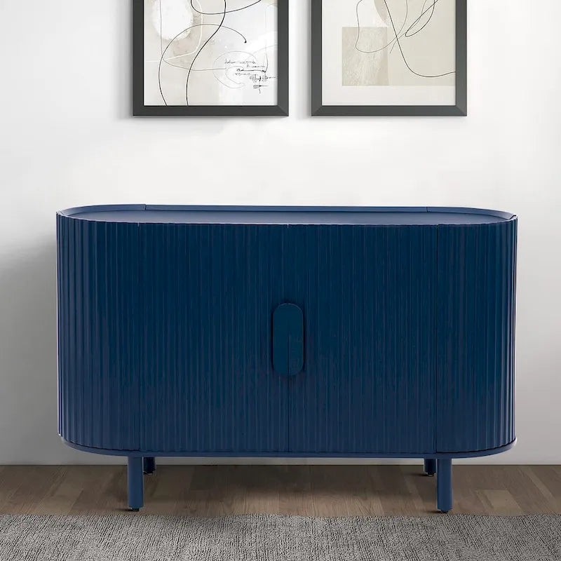 Wooden Sideboard with Vertical Stripe Cabinet Doors