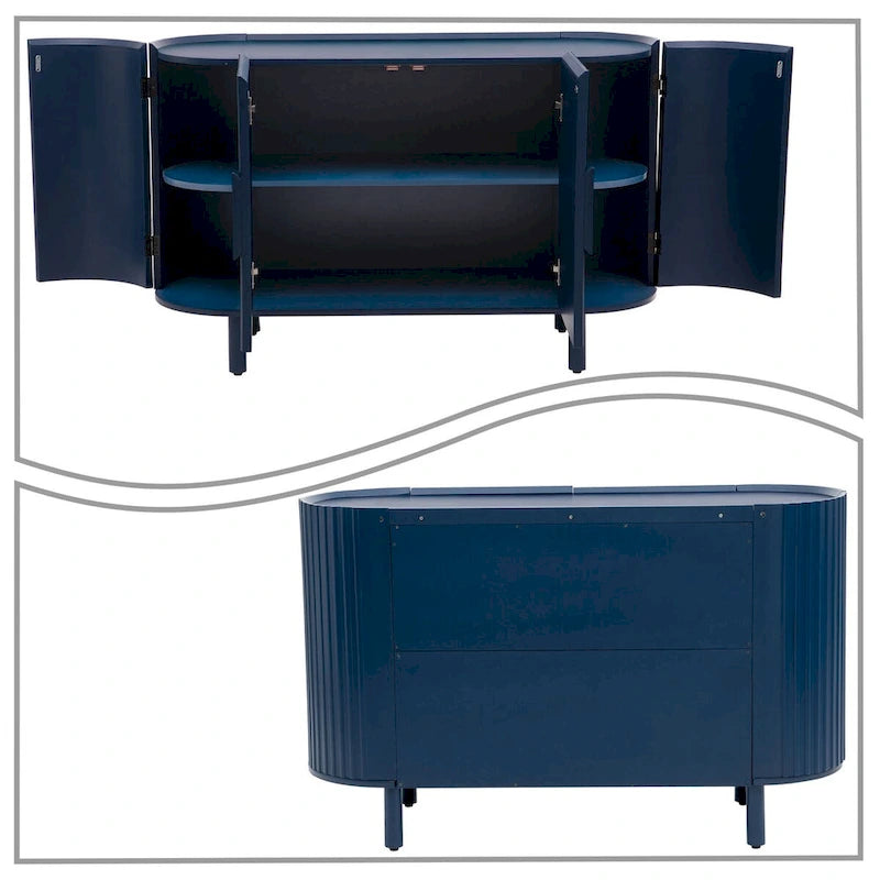 Wooden Sideboard with Vertical Stripe Cabinet Doors