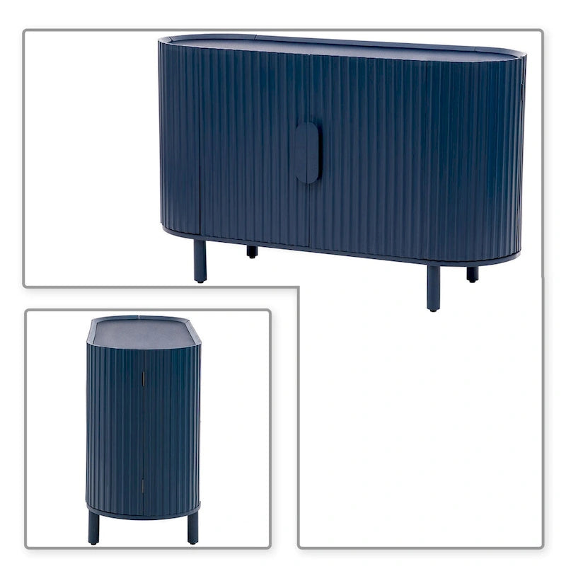 Wooden Sideboard with Vertical Stripe Cabinet Doors