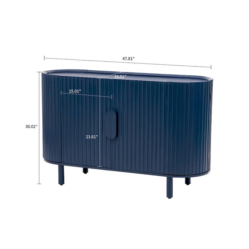 Wooden Sideboard with Vertical Stripe Cabinet Doors
