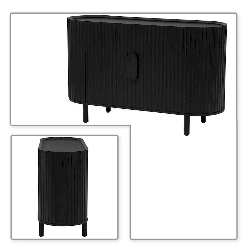 Wooden Sideboard with Vertical Stripe Cabinet Doors